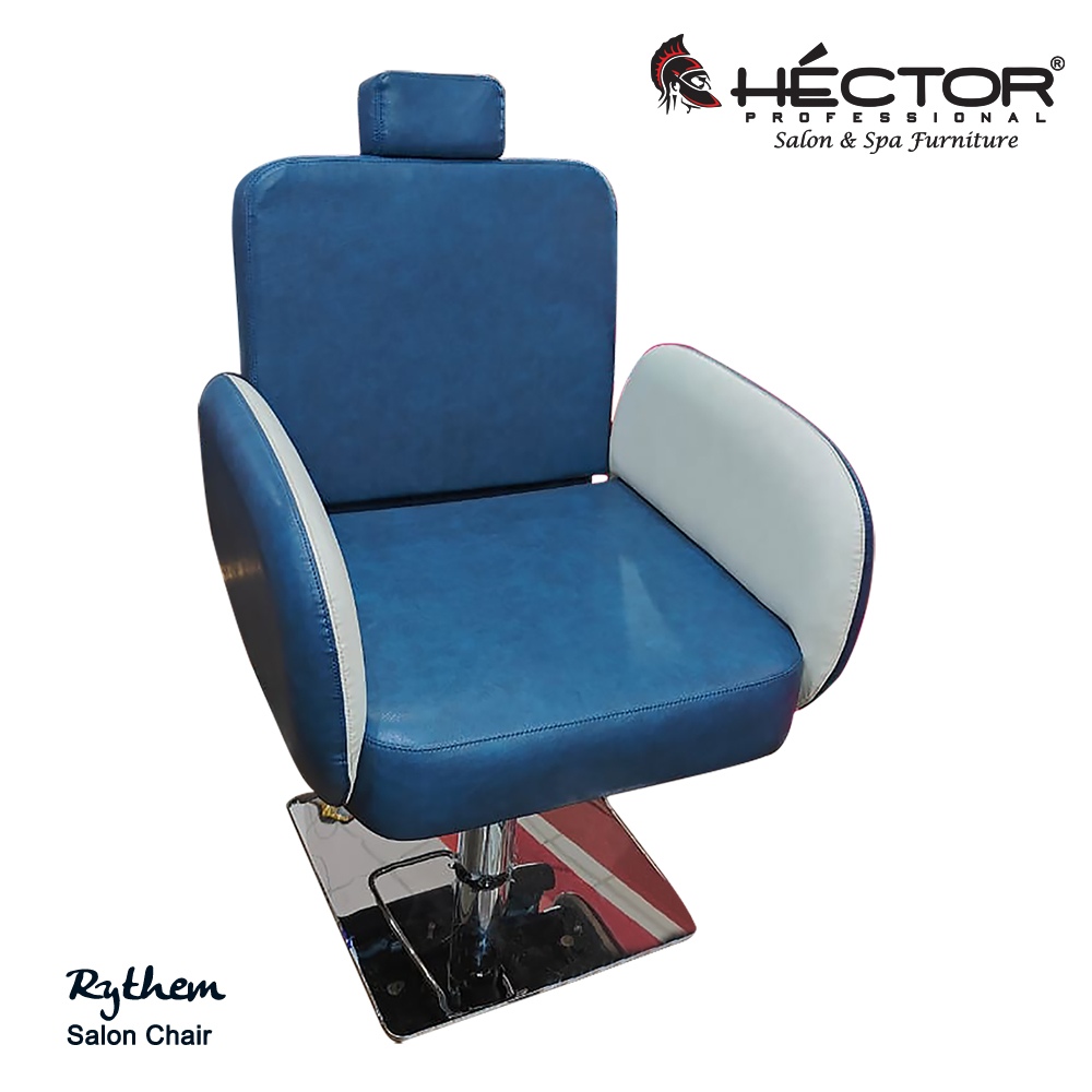 Left-side reclined profile of the Simplicity FB Salon-Styling Chair in charcoal black, showcasing the tilted backrest, extended adjustable headrest, and integrated chrome recline lever on a square metallic base.